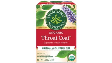 Traditional Medicinals Throat Coat Organic Caffeine Free Original Tea Bags with Slippery Elm