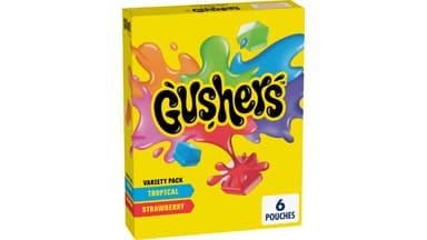 Gushers Strawberry Splash and Tropical Flavored Fruit Gummies Variety