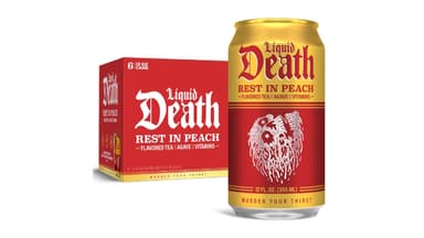 Liquid Death Low Calorie Rest in Peach Flavored Iced Tea