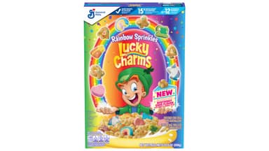 Lucky Charms Rainbow Sprinkles Birthday Cake Flavor Breakfast Cereal with Marshmallows