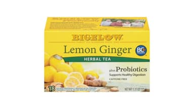 Bigelow Caffeine Free Lemon Ginger Plus Probiotics Herbal Tea