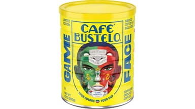 Cafe Bustelo Espresso Style Dark Roast Ground Coffee Limited Edition Game Face Tattoo Design