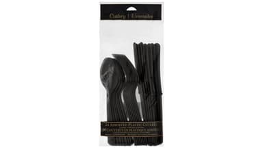 Party City Assorted Jet Black Plastic Cutlery