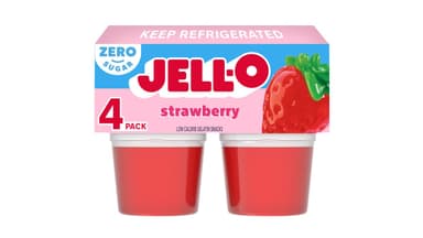 JELL-O Zero Sugar Ready-to-Eat Strawberry Flavored Gelatin Snack Cups