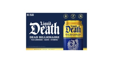 Liquid Death Less Sugar Dead Billionaire Black Tea and Lemonade Iced Tea