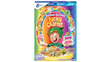 Lucky Charms Rainbow Sprinkles Birthday Cake Flavor Breakfast Cereal with Marshmallows