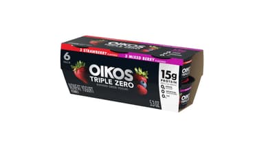 Oikos Triple Zero Strawberry and Mixed Berry Greek Yogurt