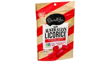 Darrell Lea Plant Based Soft Australian Strawberry Flavored Licorice