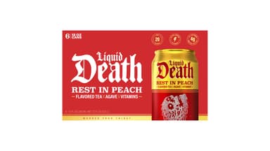 Liquid Death Low Calorie Rest in Peach Flavored Iced Tea