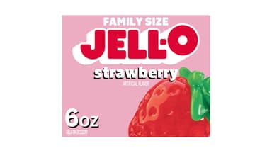 JELL-O Strawberry Gelatin Dessert Mix Box Family Size