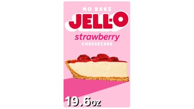 Jell-O No Bake Strawberry Cheesecake Dessert Kit with Strawberry Topping, Filling Mix and Crust Mix